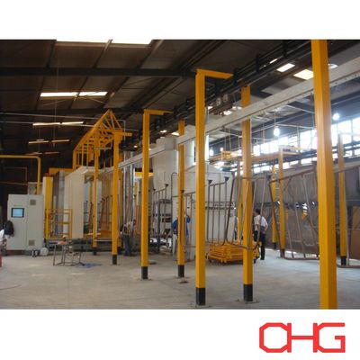 Perangkat keras yang dikendalikan oleh PLC Peralatan garis pelapis bubuk dengan sistem konveyor dan kabin semprot