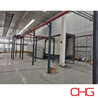 Jalur Lapisan Serbuk Otomatis Untuk Perangkat Perangkat Aluminium Profil Dengan Sistem Conveyor