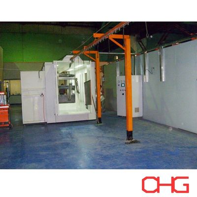 Harga yang bagus Jalur Lapisan Serbuk Logam dengan Sistem Conveyor Overhead dan Senapan Semprot Manual untuk Pengolahan Bagian dan Otomasi Masa Depan on line