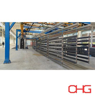 Automatic Metal Shelves Powder Coating Line dengan sistem conveyor bebas daya dan oven pengeringan