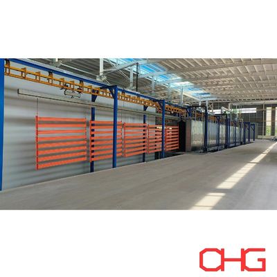 Harga yang bagus Power dan Free Conveyor Otomatis Powder Coating Line untuk Metal Shelves Powder Coating Plant on line